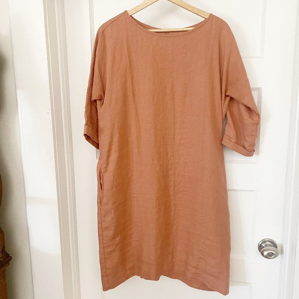 Not Perfect Linen Canyon Clay November Dress with belt, xs